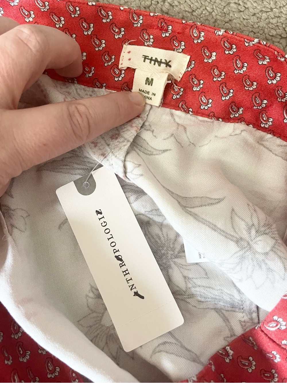 Anthropologie Pink and Red Floral Patchwork Wrap Midi Skirt Size: Medium (NWT) - Picture 6 of 8